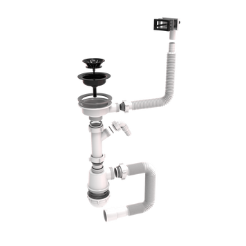Сифон з прямокутним переливом та відводом чорний D115мм  M-02.03.05B.01 фото